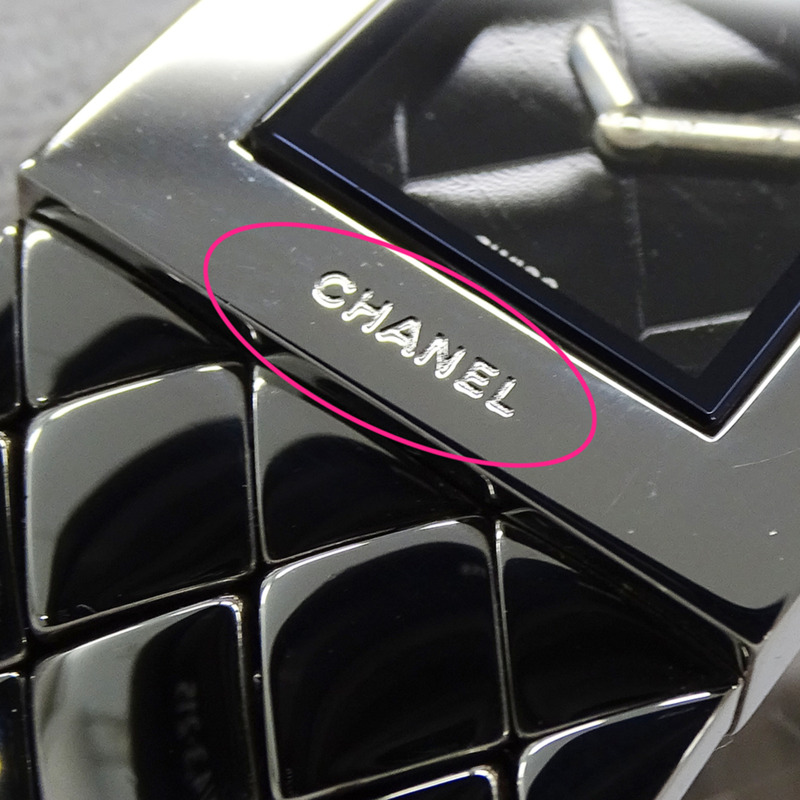 香奈兒女士手錶，品牌名稱，Matelassé，石英，不銹鋼（SS），H0009，銀色，黑色，方形，拋光。-10