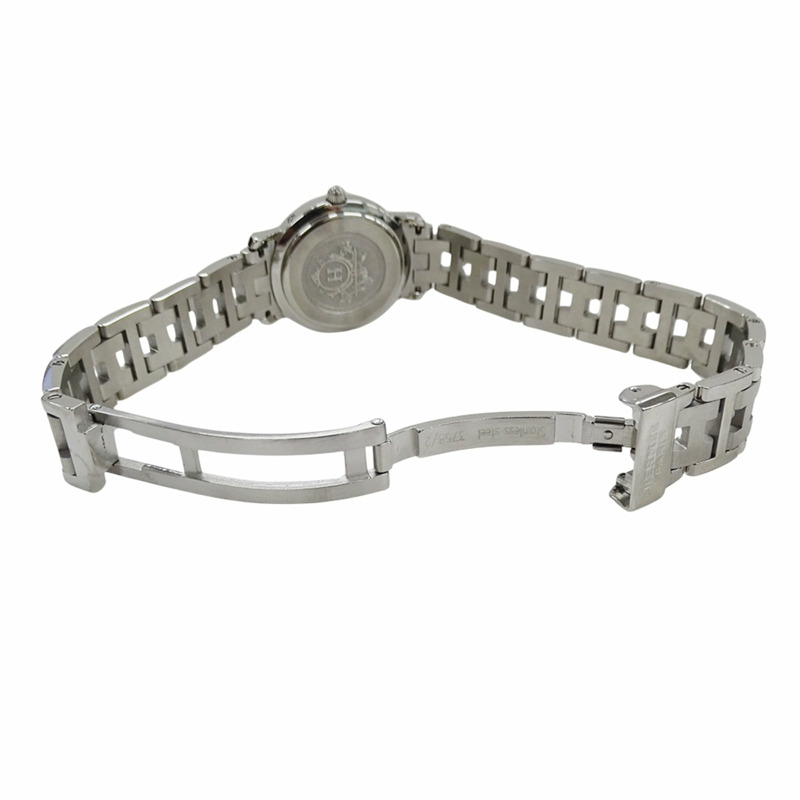 愛馬仕 HERMES 女士腕錶，Clipper Date，石英，不鏽鋼 (SS)，CL4.210，銀色/黑色，拋光。-3