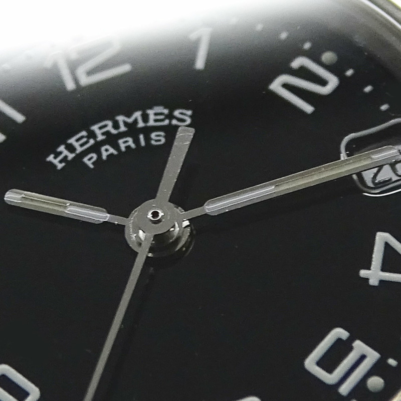 愛馬仕 HERMES 女士腕錶，Clipper Date，石英，不鏽鋼 (SS)，CL4.210，銀色/黑色，拋光。-10