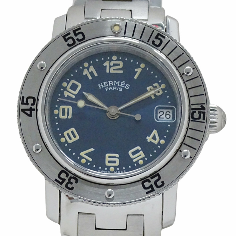 愛馬仕 (HERMES) 女士腕錶，品牌：Clipper Diver Date，石英，不鏽鋼 (SS)，CL5.210，銀色/藍色，拋光。-1