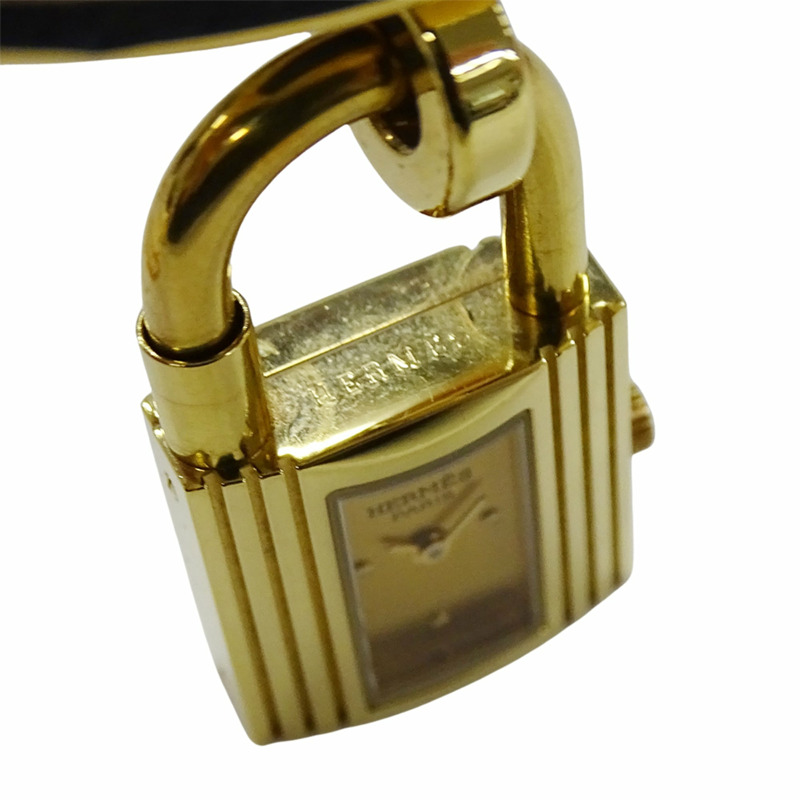 愛馬仕 (Hermes) 女士腕錶，凱莉石英錶款，GP 皮革錶帶，KE1.201，金色、藍色、紅色錶盤，○Y ○Z，附贈替換錶帶-4