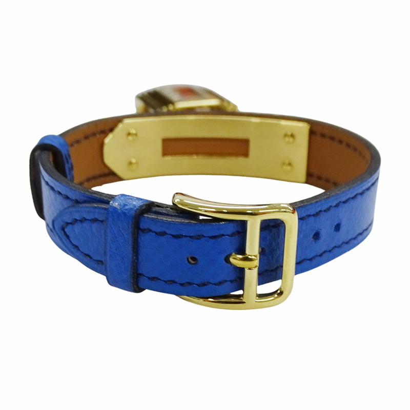 愛馬仕 (Hermes) 女士腕錶，凱莉石英錶款，GP 皮革錶帶，KE1.201，金色、藍色、紅色錶盤，○Y ○Z，附贈替換錶帶-5