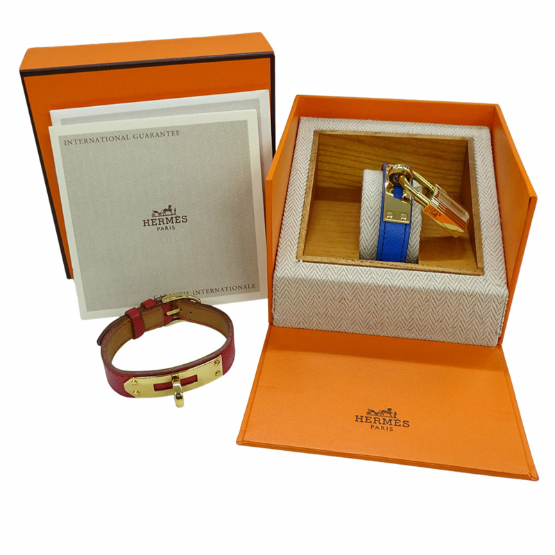 愛馬仕 (Hermes) 女士腕錶，凱莉石英錶款，GP 皮革錶帶，KE1.201，金色、藍色、紅色錶盤，○Y ○Z，附贈替換錶帶-6