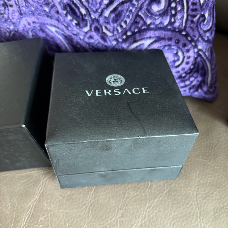 范思哲  黑色 黑色皮革 美杜莎頭  V牛仔風雙環繞手鐲  手環 versace black bracelet-22