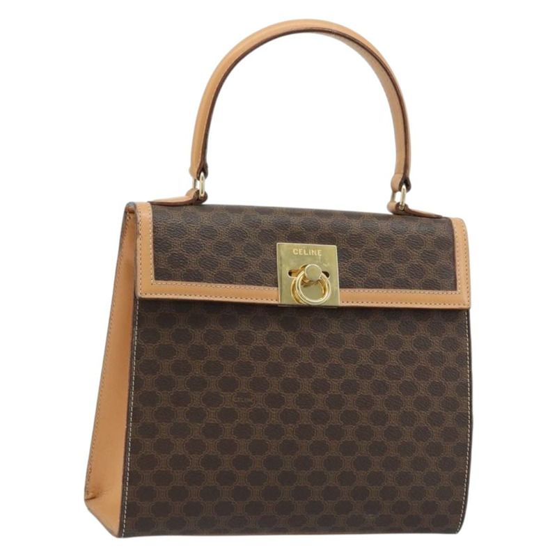 【日本直送】CELINE Macadam帆布手提包 PVC皮革 棕色金色 正品 AMZ142A-0