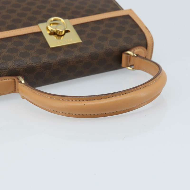 【日本直送】CELINE Macadam帆布手提包 PVC皮革 棕色金色 正品 AMZ142A-6