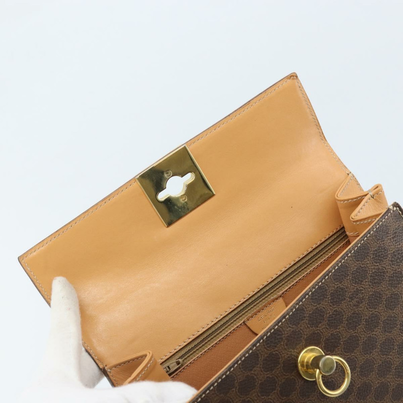 【日本直送】CELINE Macadam帆布手提包 PVC皮革 棕色金色 正品 AMZ142A-9