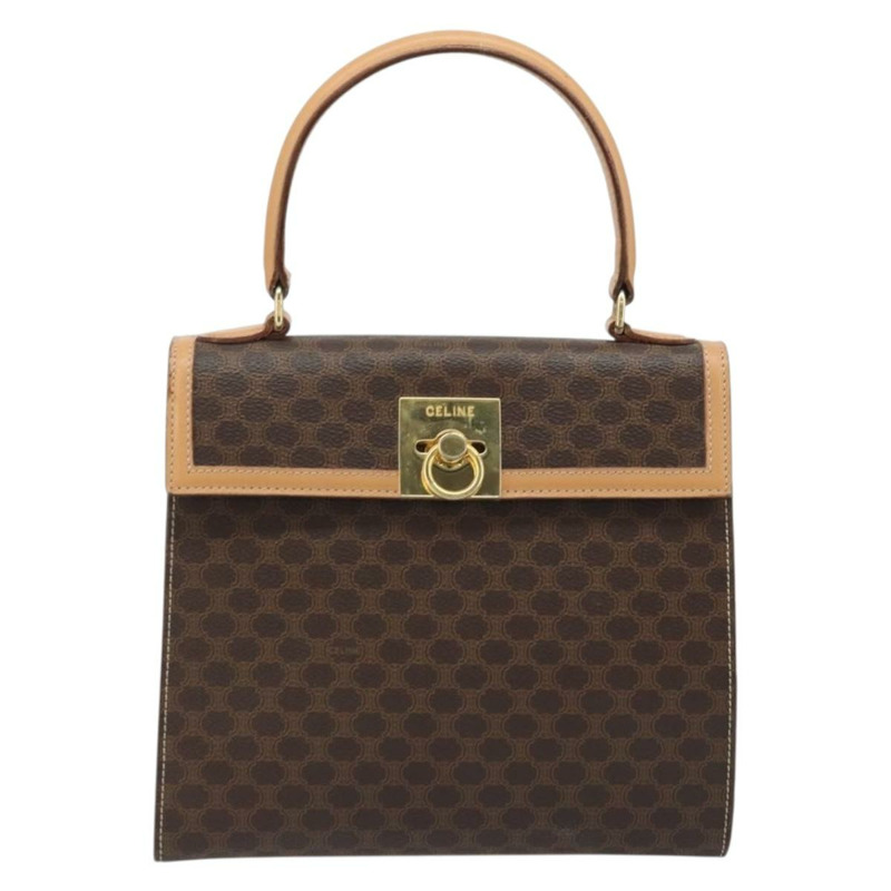 【日本直送】CELINE Macadam帆布手提包 PVC皮革 棕色金色 正品 AMZ142A-12