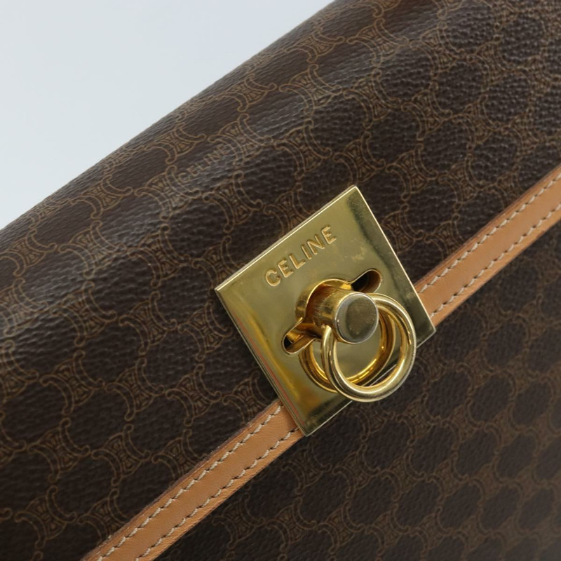 【日本直送】CELINE Macadam帆布手提包 PVC皮革 棕色金色 正品 AMZ142A-16