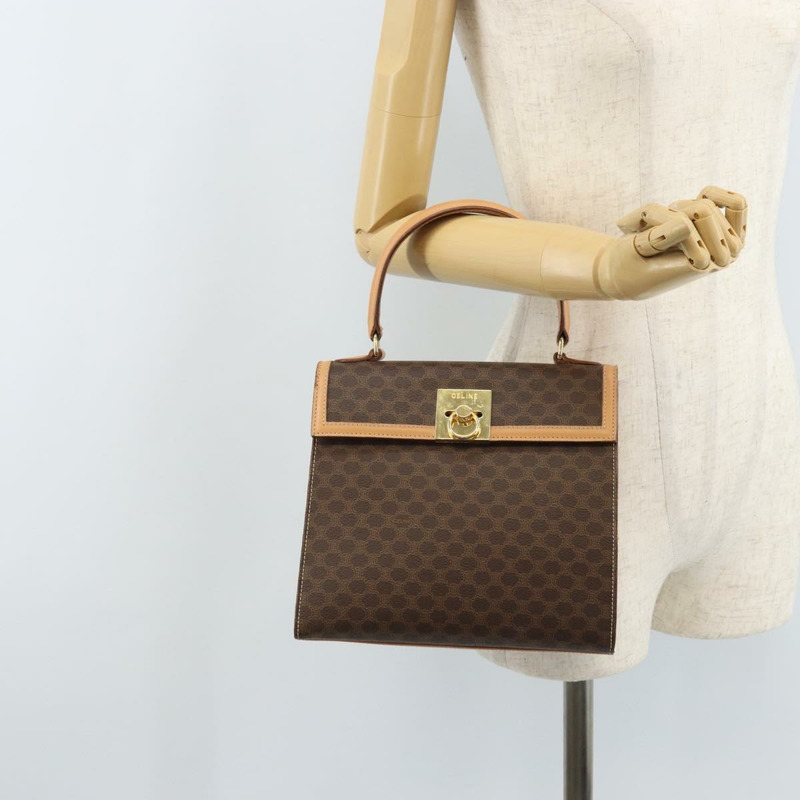 【日本直送】CELINE Macadam帆布手提包 PVC皮革 棕色金色 正品 AMZ142A-21