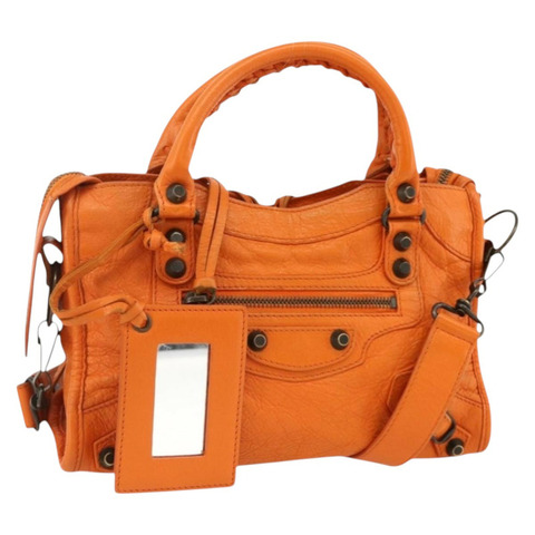 BALENCIAGA LuCity 手提包 皮革 2way 橙色 300295 正品 ka3266M