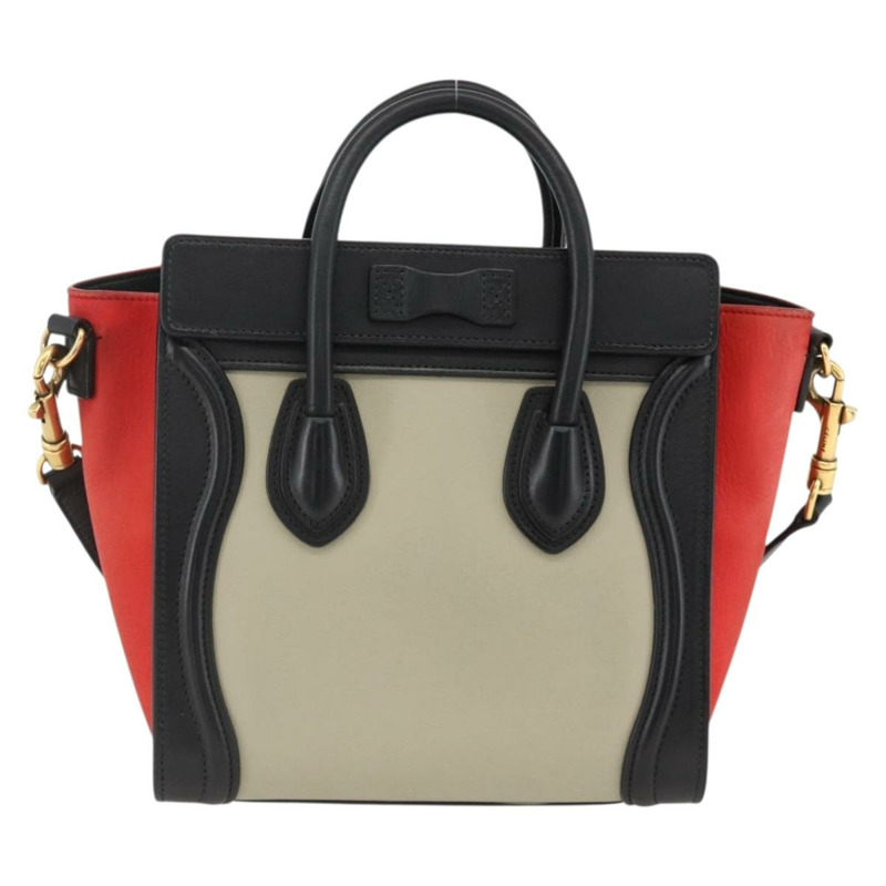 【日本直送】CELINE Luggage 手提包 皮革 2way 米色 金色 Auth ka3337SAM-1