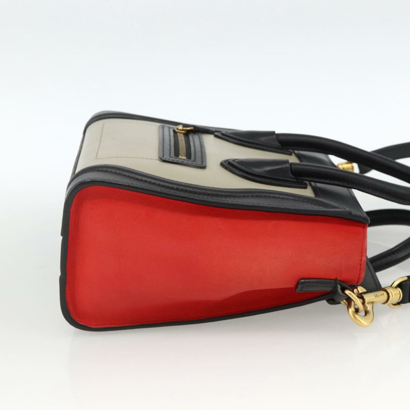 【日本直送】CELINE Luggage 手提包 皮革 2way 米色 金色 Auth ka3337SAM-3