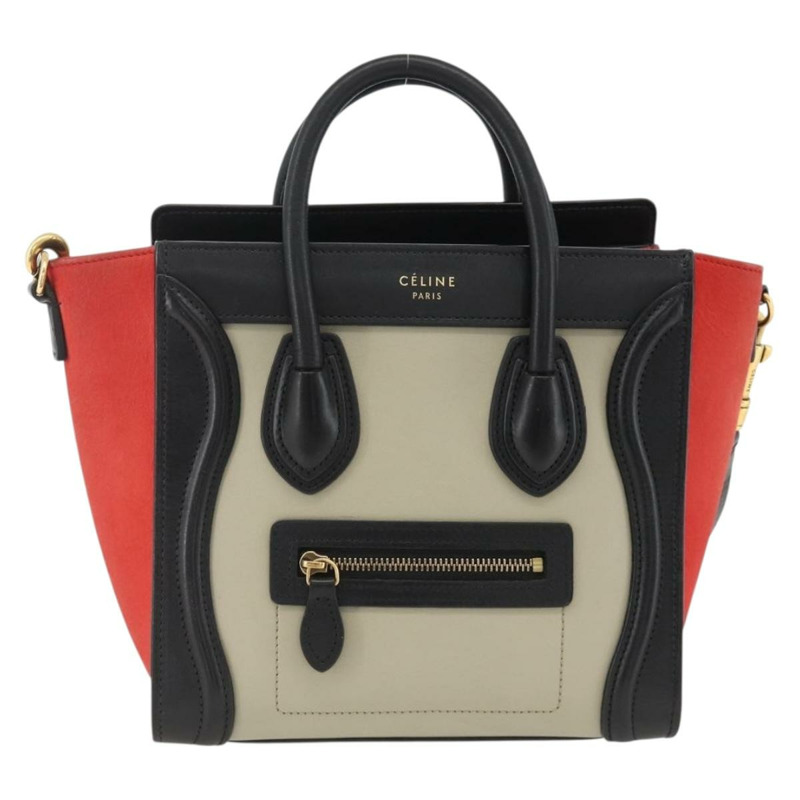 【日本直送】CELINE Luggage 手提包 皮革 2way 米色 金色 Auth ka3337SAM-12