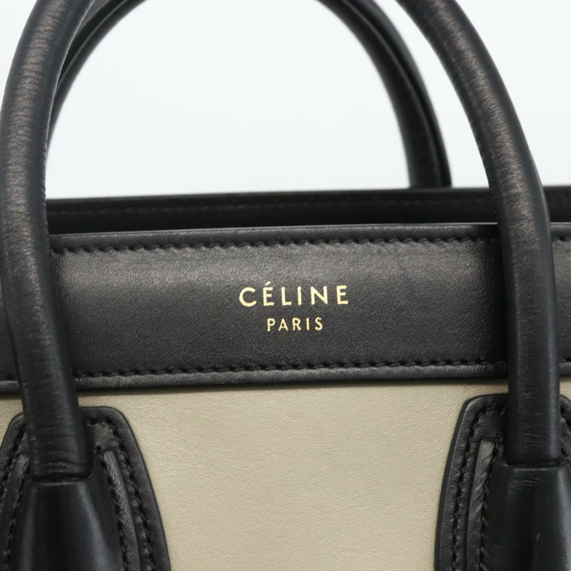 【日本直送】CELINE Luggage 手提包 皮革 2way 米色 金色 Auth ka3337SAM-19