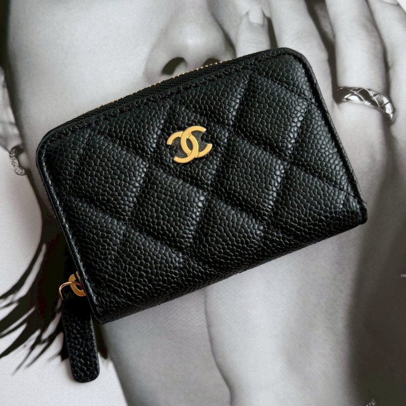 🤍熱賣斷貨款 Chanel 黑色荔枝皮卡片夾 晶片款-0
