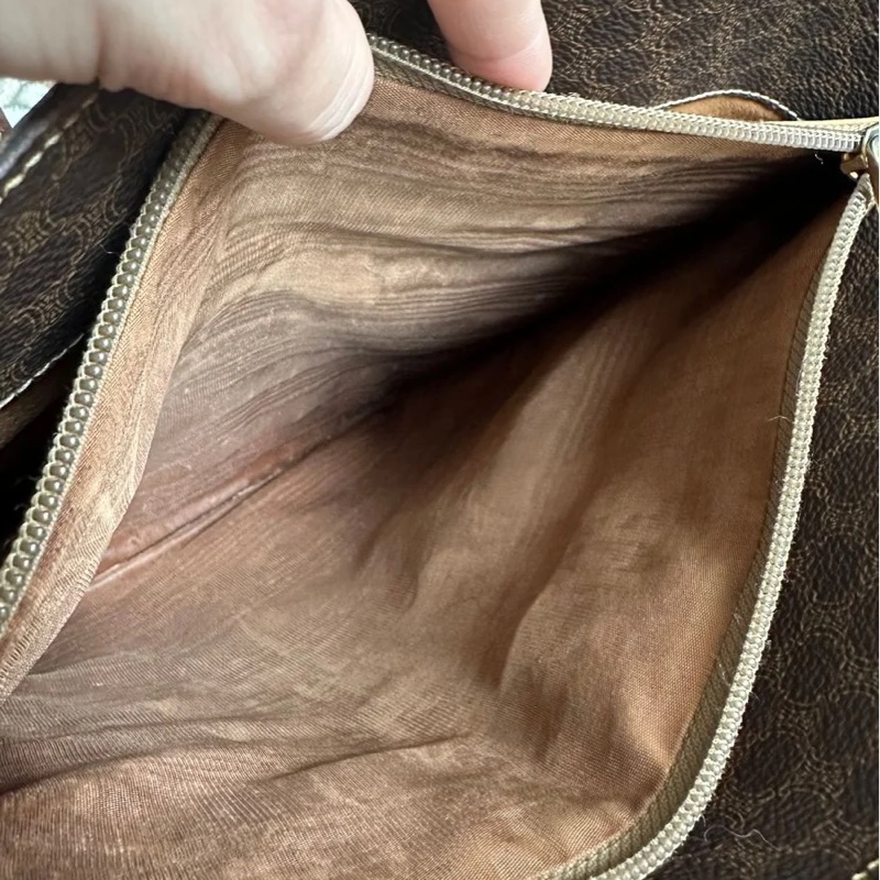思琳 棕色老花凱旋門長款水桶包 水桶包 斜背包 側背包  中古包包 托特包 側肩包celine vintage bag-9
