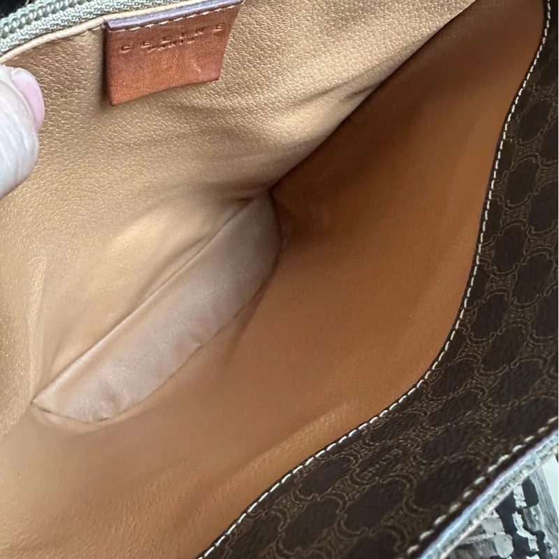 思琳 棕色老花凱旋門長款水桶包 水桶包 斜背包 側背包  中古包包 托特包 側肩包celine vintage bag-10