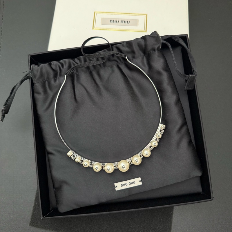 Miu Miu 珍珠水鑽髮圈 頭飾-0