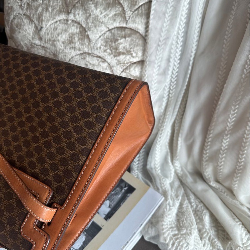 思琳 賽琳 凱莉包 老花凱旋門 斜背包 側背包 中古包包 老花凱莉包 凱旋門凱莉 托特包 側肩包罕有 celine vintage kelly bag-13