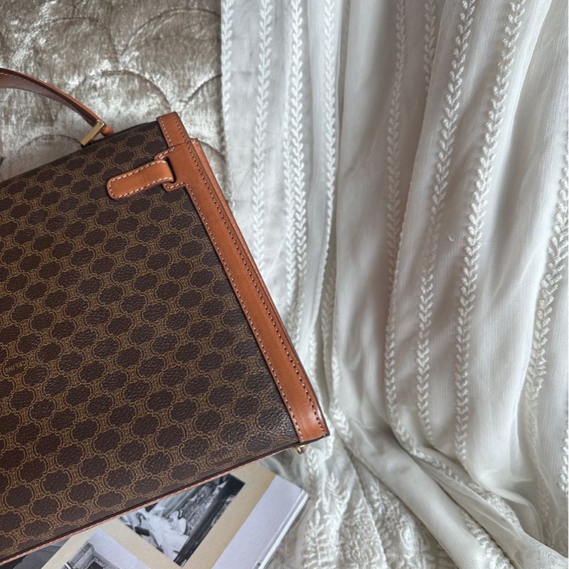 思琳 賽琳 凱莉包 老花凱旋門 斜背包 側背包 中古包包 老花凱莉包 凱旋門凱莉 托特包 側肩包罕有 celine vintage kelly bag-15