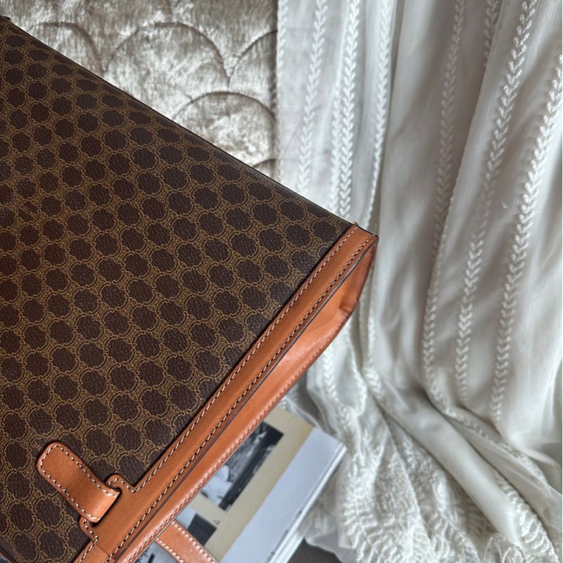 思琳 賽琳 凱莉包 老花凱旋門 斜背包 側背包 中古包包 老花凱莉包 凱旋門凱莉 托特包 側肩包罕有 celine vintage kelly bag-16