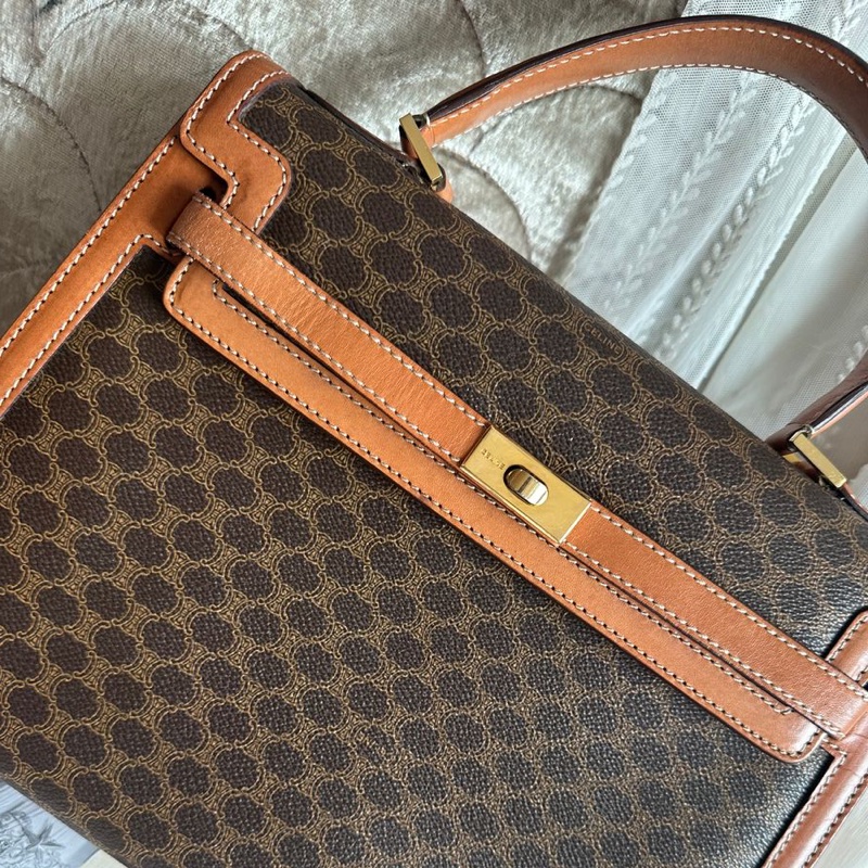 思琳 賽琳 凱莉包 老花凱旋門 斜背包 側背包 中古包包 老花凱莉包 凱旋門凱莉 托特包 側肩包罕有 celine vintage kelly bag-20