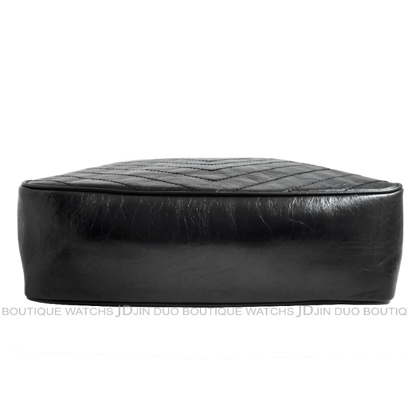 金鐸精品~2514 SAINT LAURENT YSL聖羅蘭504867 Niki黑色揉製復古褶皺小牛皮肩背購物包-5