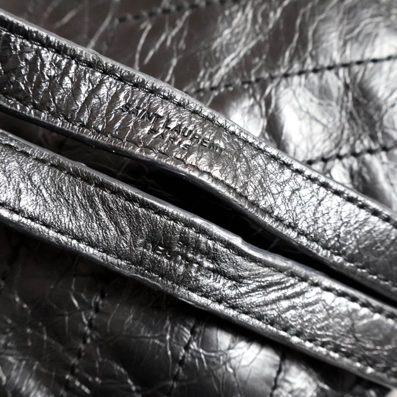 金鐸精品~2514 SAINT LAURENT YSL聖羅蘭504867 Niki黑色揉製復古褶皺小牛皮肩背購物包-8