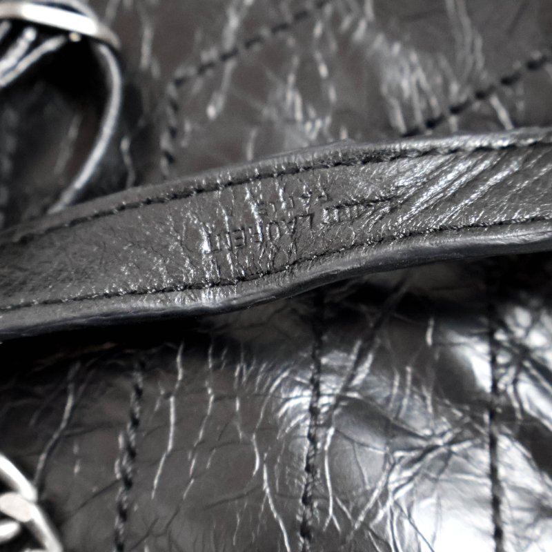 金鐸精品~2514 SAINT LAURENT YSL聖羅蘭504867 Niki黑色揉製復古褶皺小牛皮肩背購物包-9