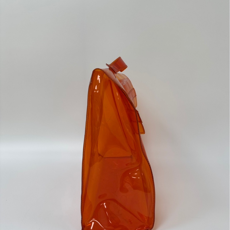 Hermès「Vinyl Kelly」透明橘限量包-6
