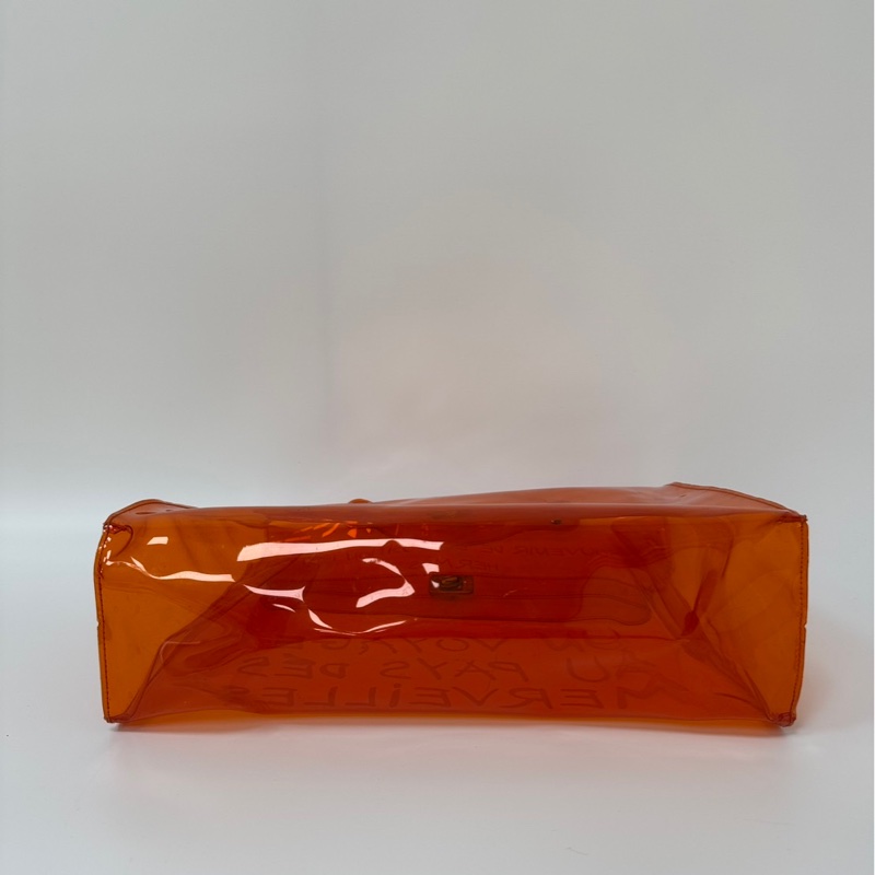 Hermès「Vinyl Kelly」透明橘限量包-8