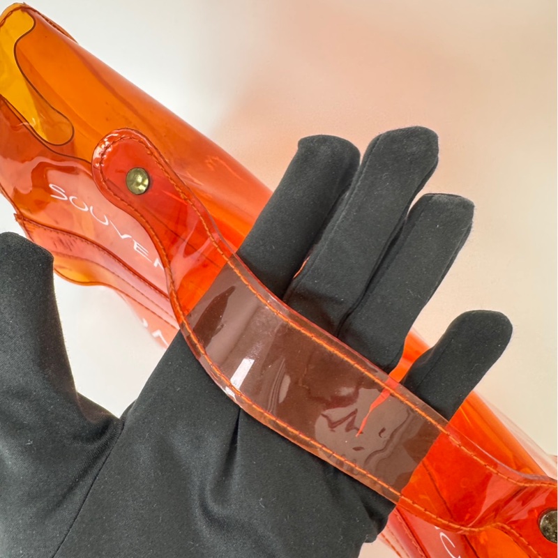 Hermès「Vinyl Kelly」透明橘限量包-10