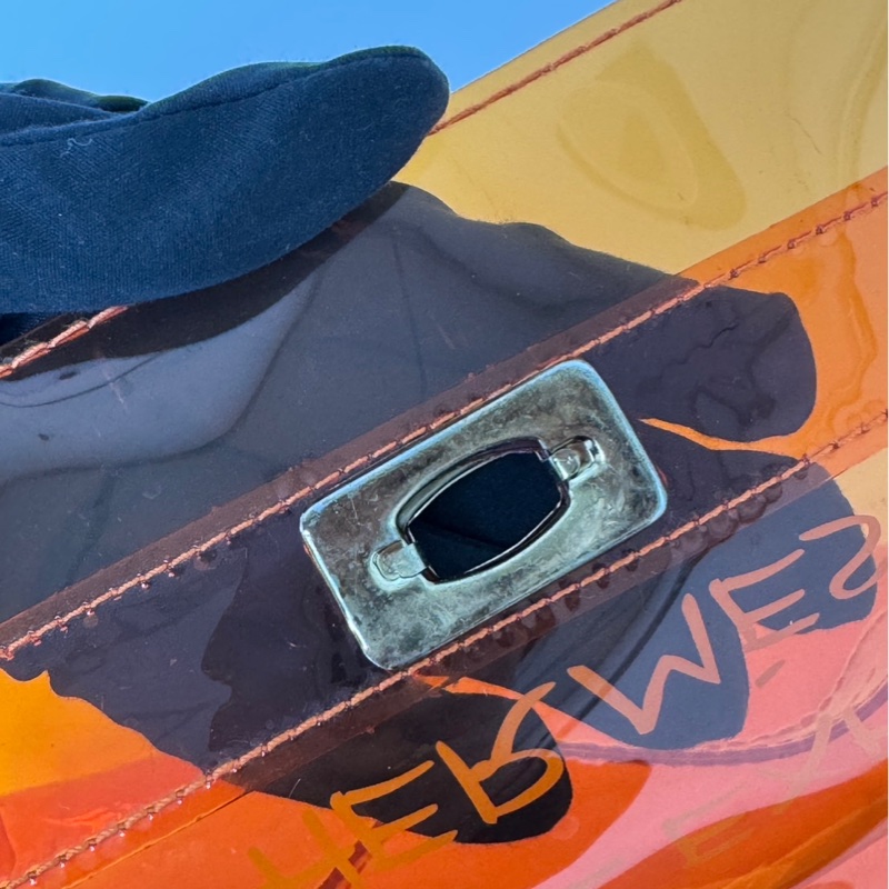 Hermès「Vinyl Kelly」透明橘限量包-13