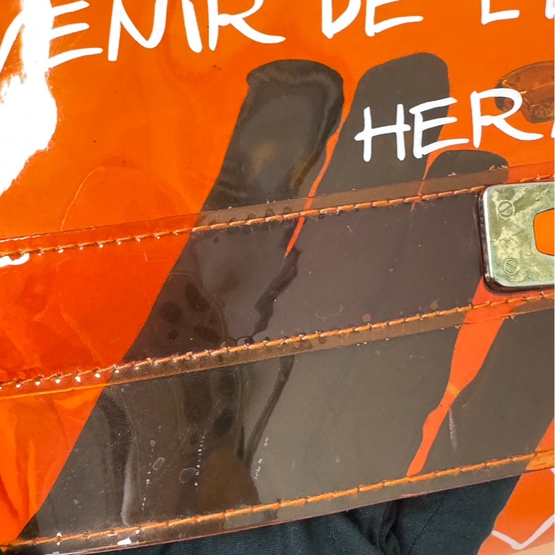Hermès「Vinyl Kelly」透明橘限量包-14