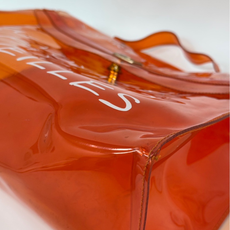 Hermès「Vinyl Kelly」透明橘限量包-15