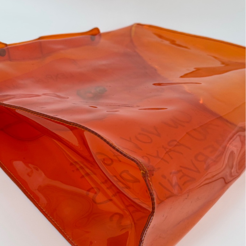 Hermès「Vinyl Kelly」透明橘限量包-18