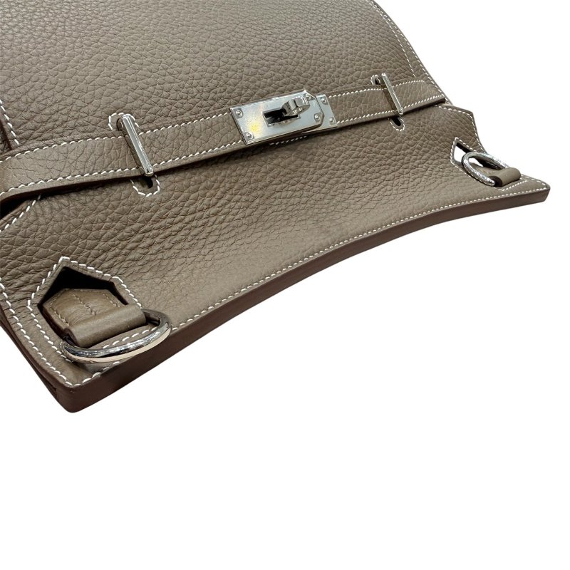 HERMES 愛馬仕 JYPSIERE TOGO 皮革 塵埃灰 銀扣-9