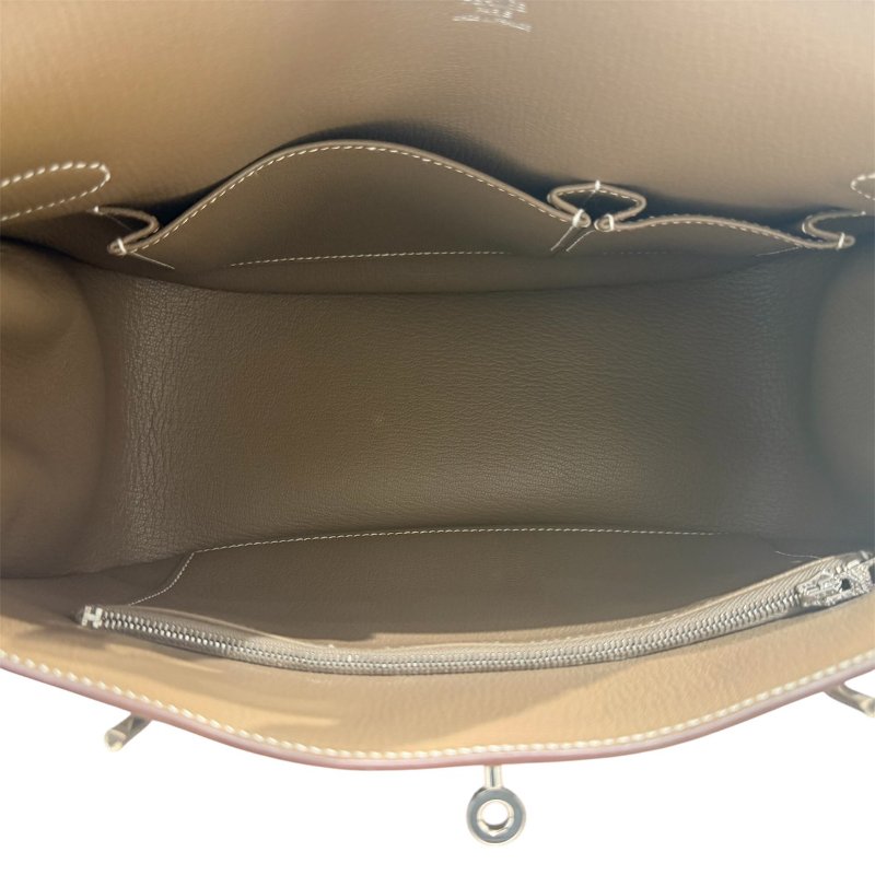 HERMES 愛馬仕 JYPSIERE TOGO 皮革 塵埃灰 銀扣-10