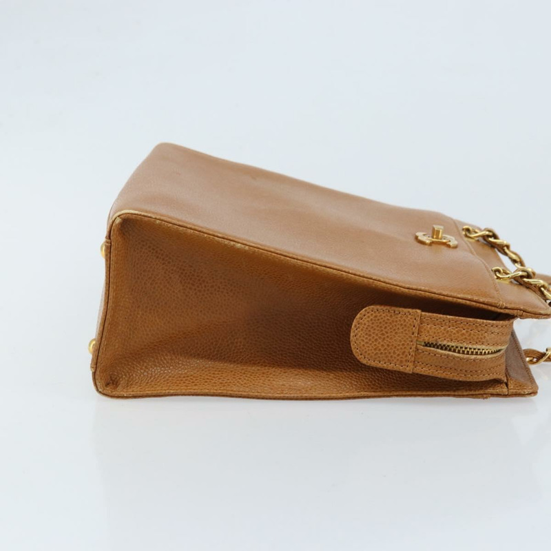 【日本直送】香奈兒鏈手提包 魚子醬皮 金棕色 CC 正品 gh1738-2