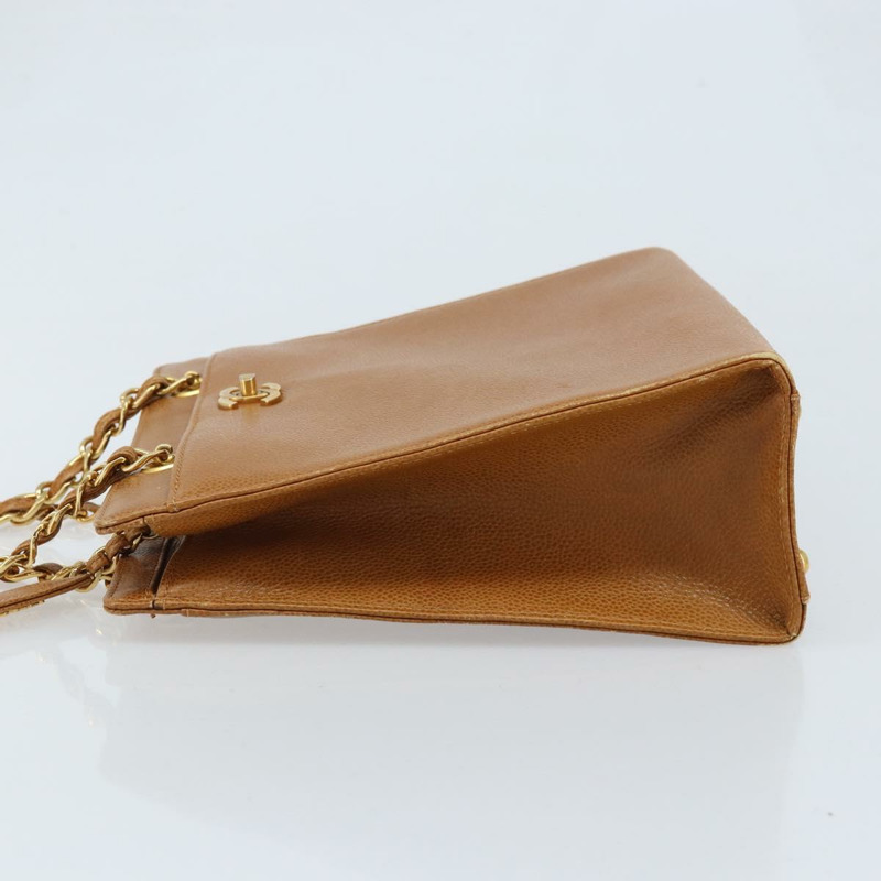 【日本直送】香奈兒鏈手提包 魚子醬皮 金棕色 CC 正品 gh1738-3