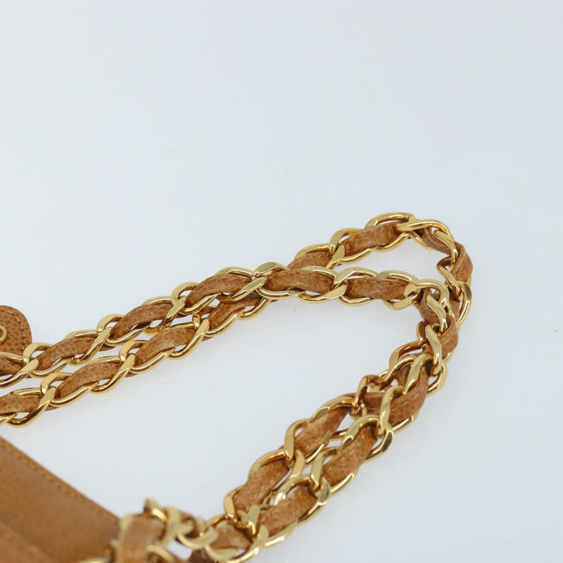 【日本直送】香奈兒鏈手提包 魚子醬皮 金棕色 CC 正品 gh1738-7