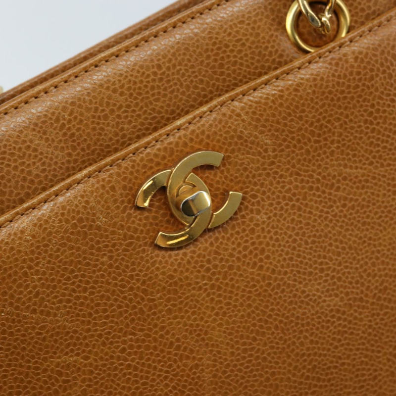 【日本直送】香奈兒鏈手提包 魚子醬皮 金棕色 CC 正品 gh1738-16
