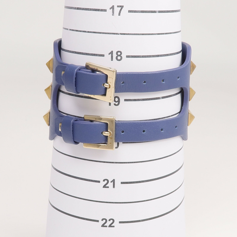 Valentino 牛皮皮革Bracelet金扣手帶-9