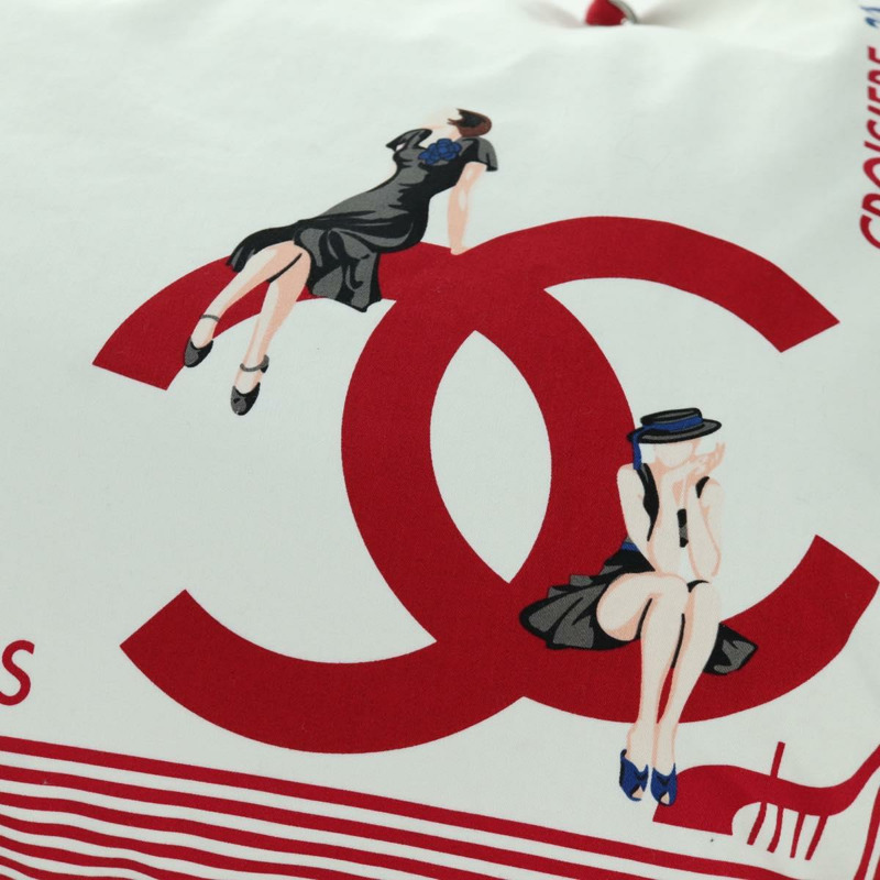 【日本直送】香奈兒鏈單肩包 棉質 白色 銀色 CC 標誌 正品 BSZ544SAV-17