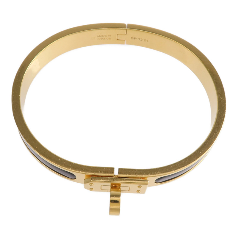 HERMES 金屬/琺瑯Mini Clic Kelly Bracelet手鐲Noir-3