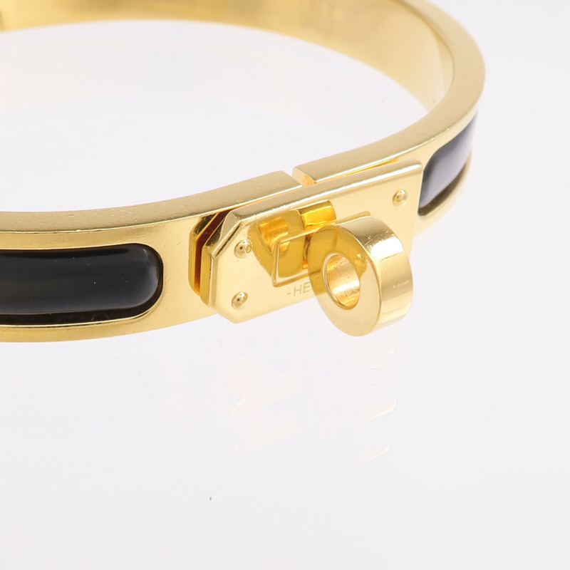 HERMES 金屬/琺瑯Mini Clic Kelly Bracelet手鐲Noir-4