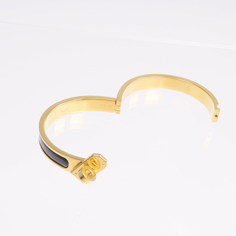 HERMES 金屬/琺瑯Mini Clic Kelly Bracelet手鐲Noir-6