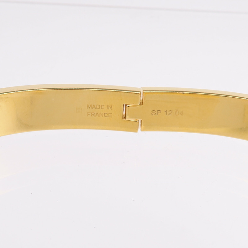 HERMES 金屬/琺瑯Mini Clic Kelly Bracelet手鐲Noir-7