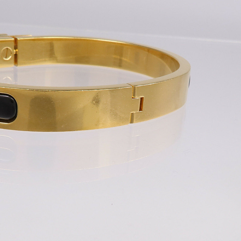 HERMES 金屬/琺瑯Mini Clic Kelly Bracelet手鐲Noir-9